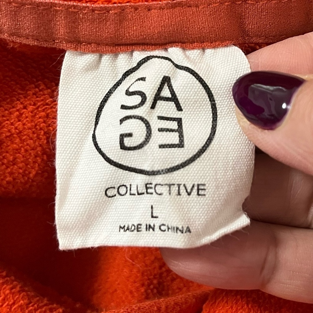 AS EC Collective Burnt Orange Hoodie L Cropped Sweatshirt Quote - Picture 2 of 8